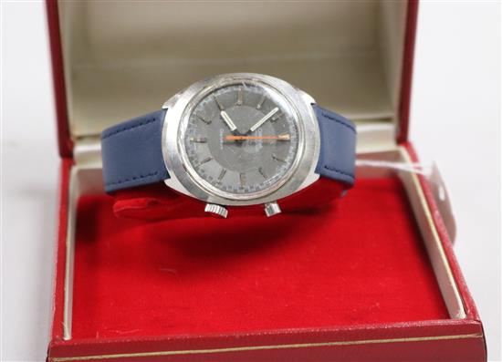 A gentlemans stainless steel Omega Chronostop wrist watch, in Omega box.